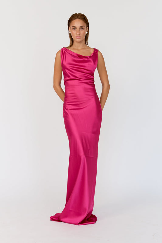 Orielle High Cowl Satin Dress