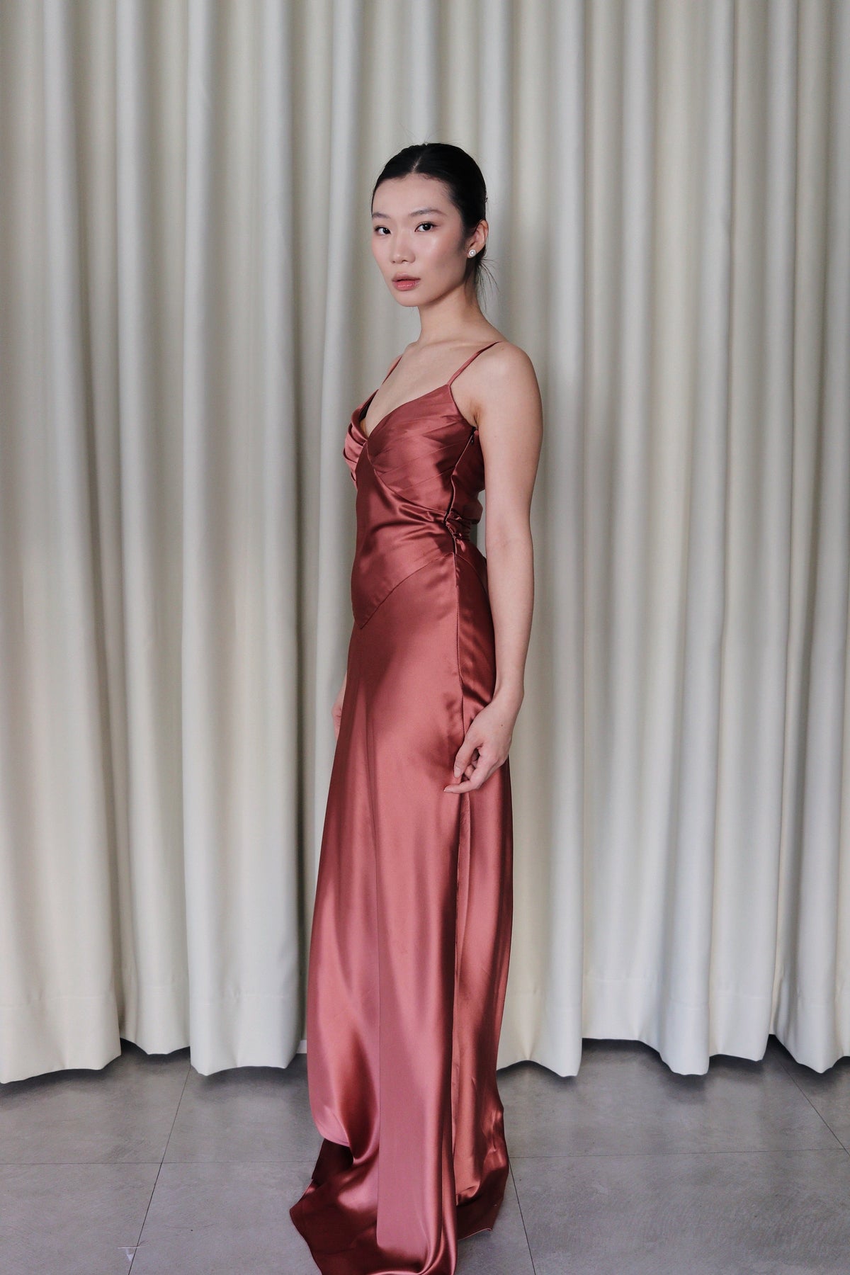 Tiffany V-Neck Satin Dress