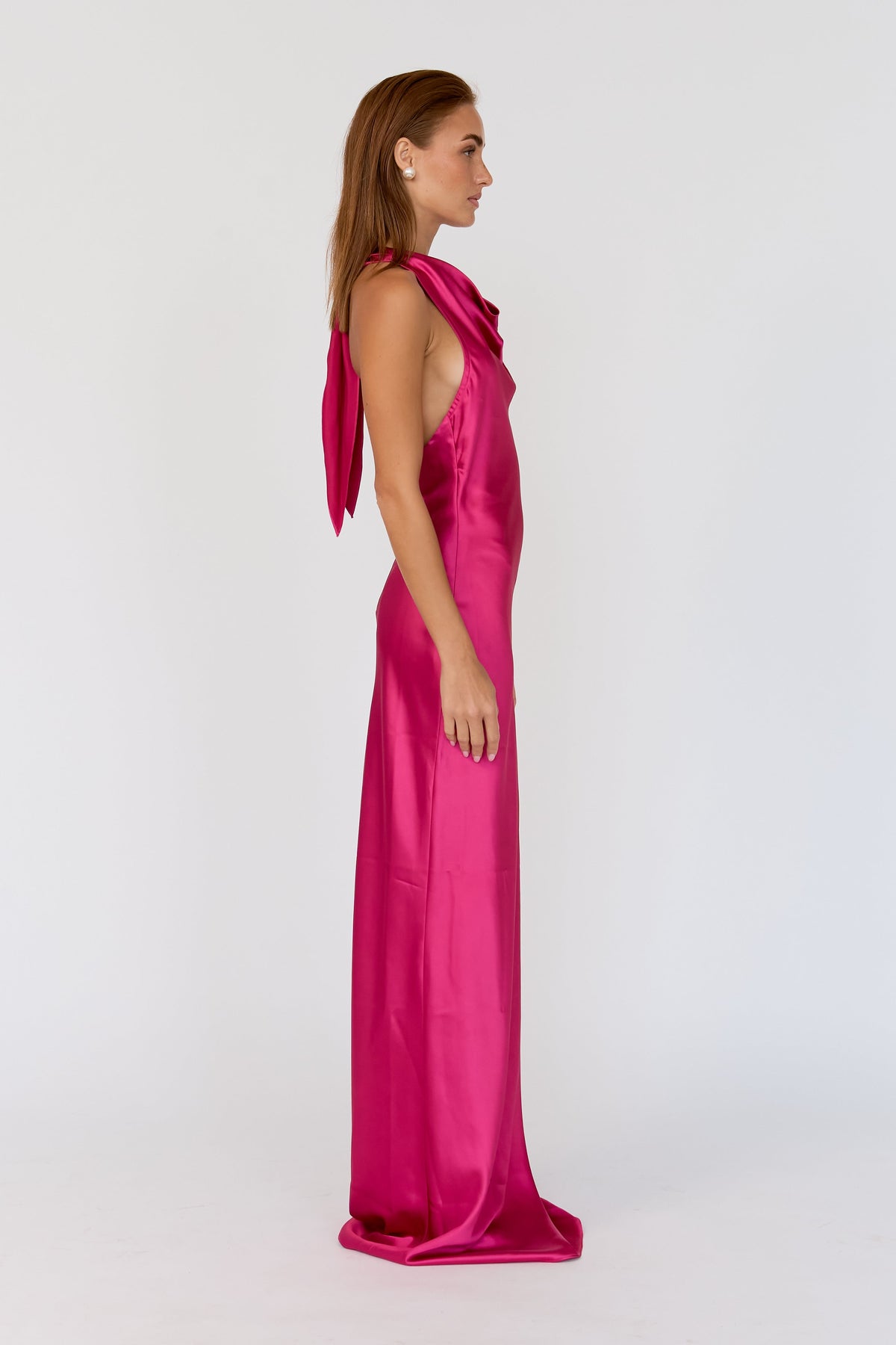 Orielle High Cowl Satin Dress
