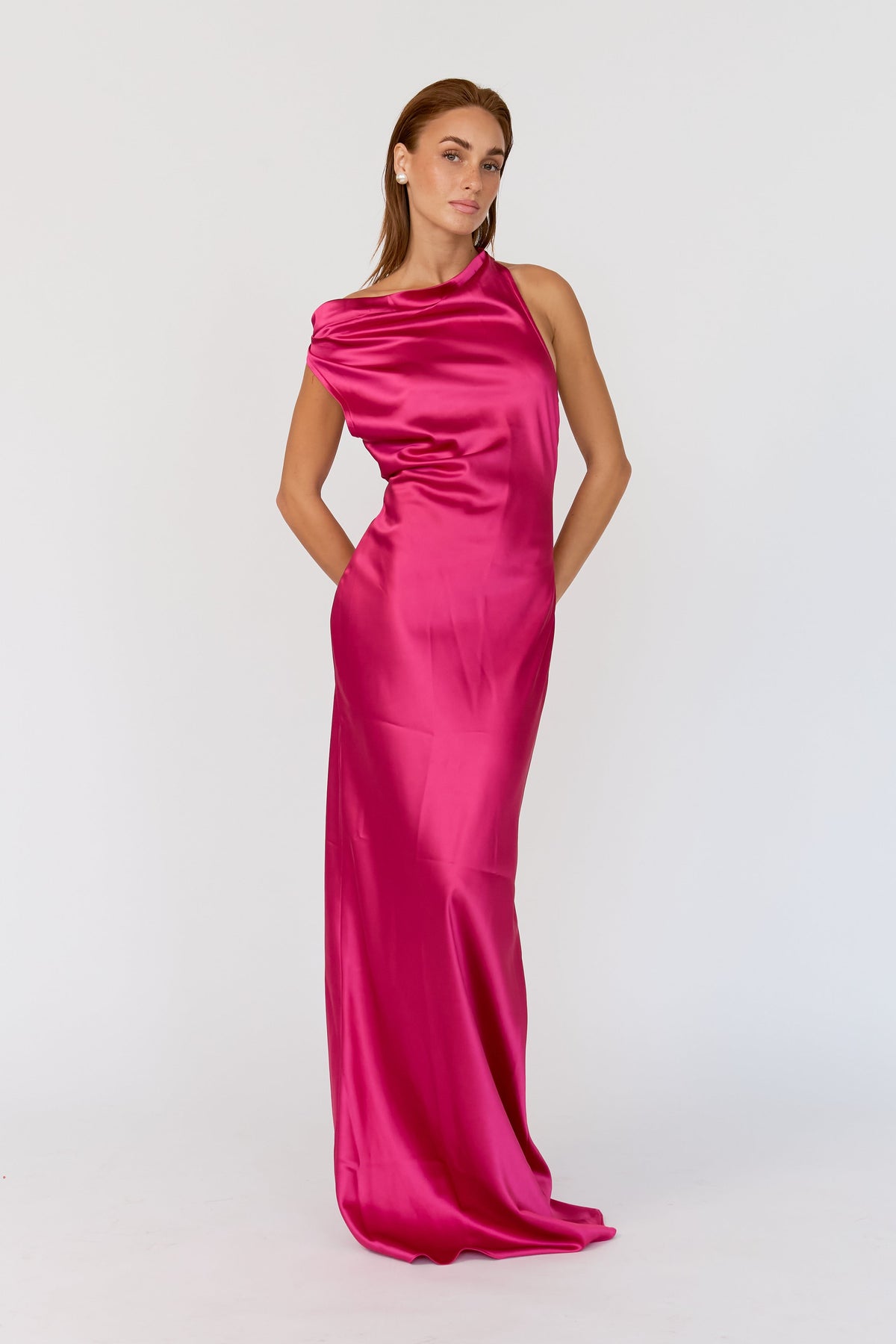 Orielle High Cowl Satin Dress