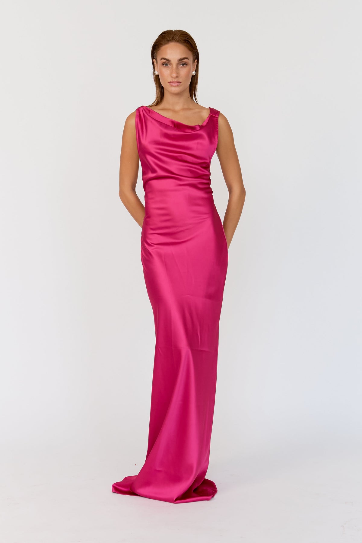 Orielle High Cowl Satin Dress