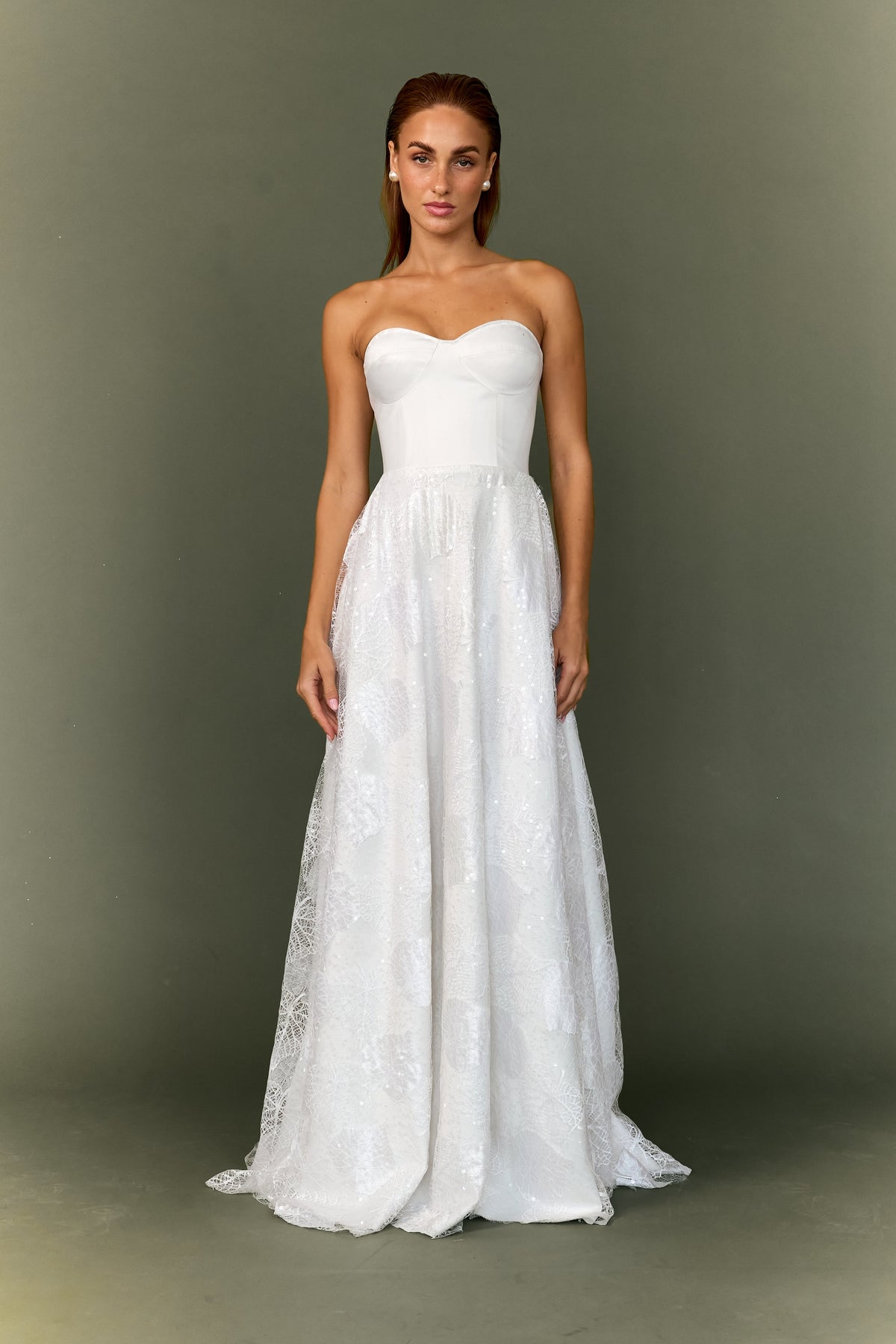 Cathia Base Wedding Gown with Laced Skirt