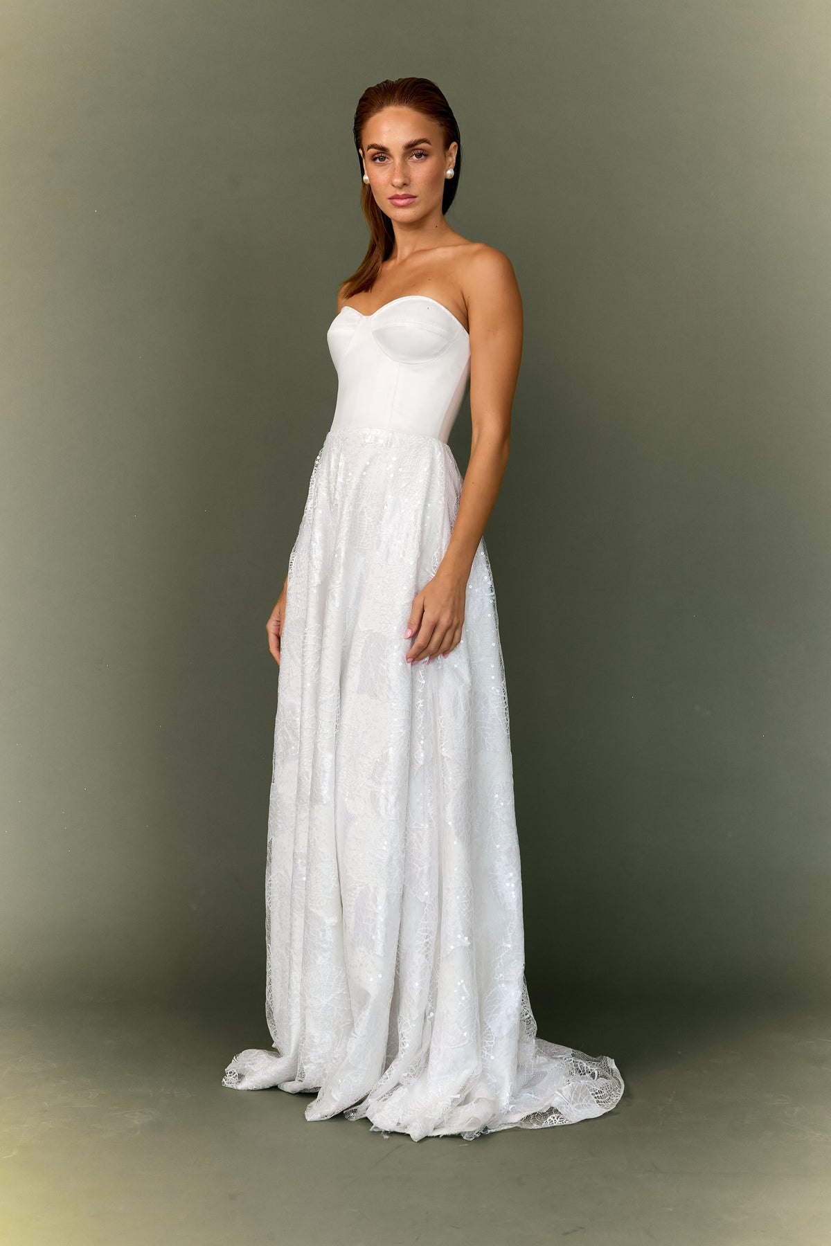 Cathia Base Wedding Gown with Laced Skirt