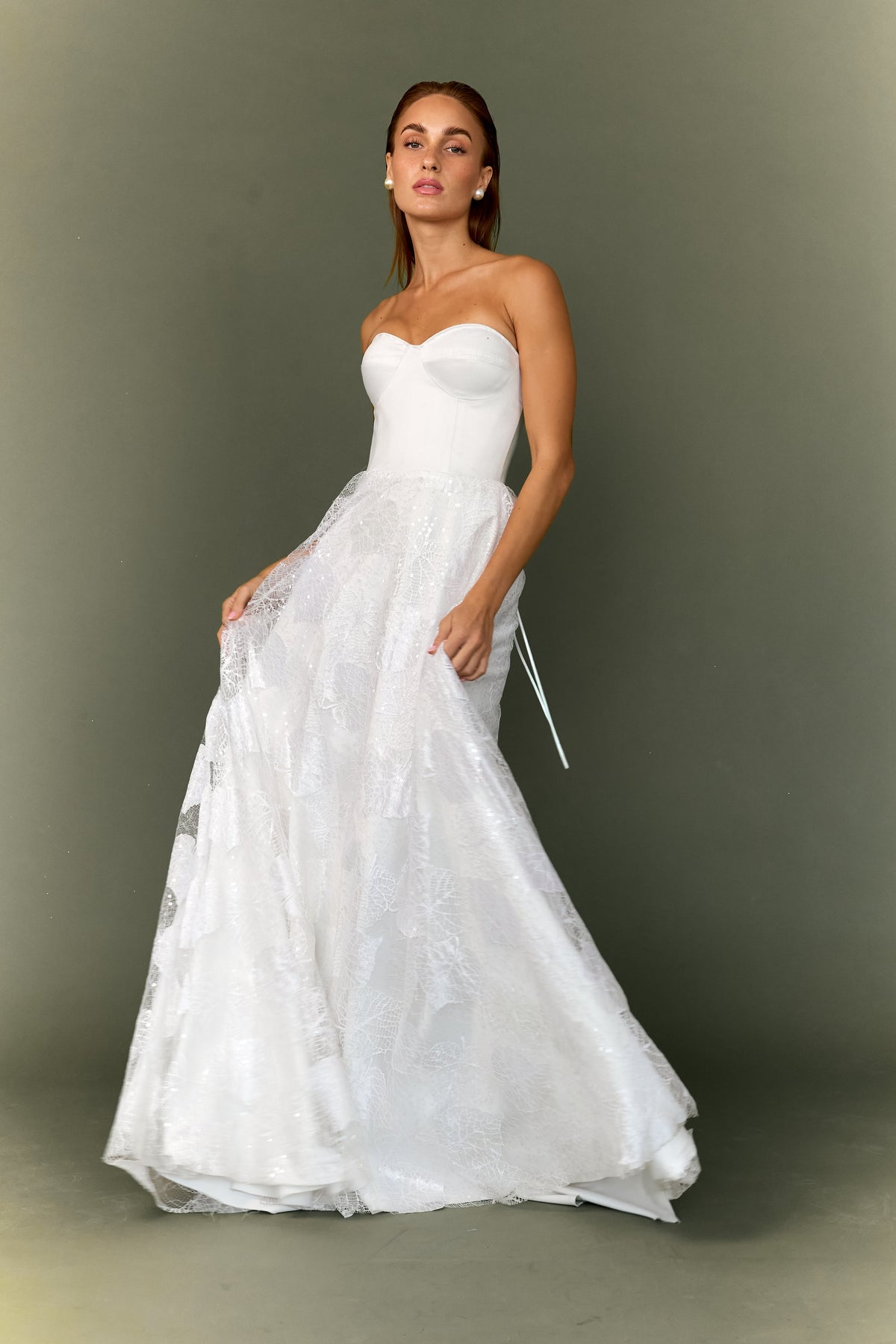 Cathia Base Wedding Gown with Laced Skirt