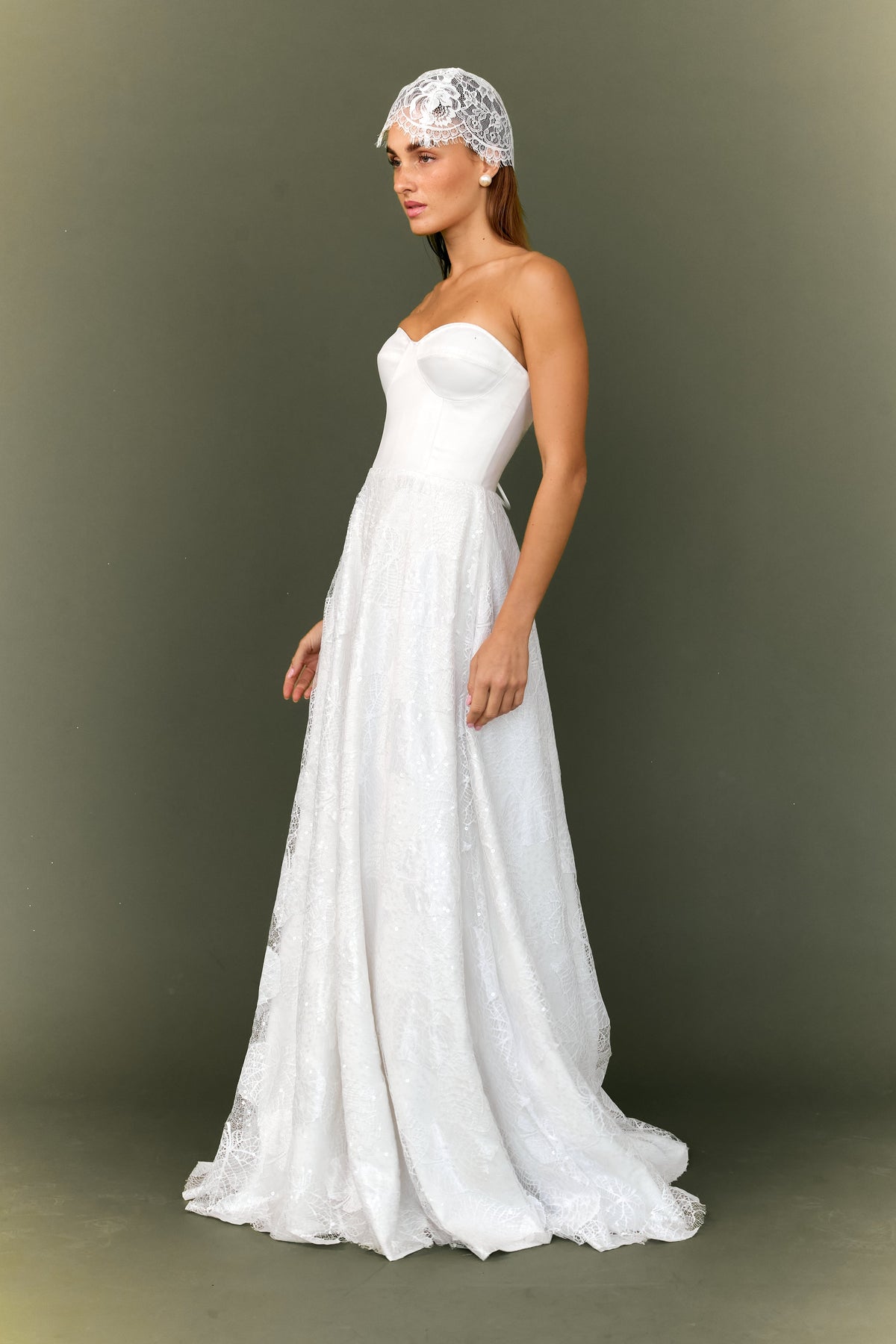 Cathia Base Wedding Gown with Laced Skirt