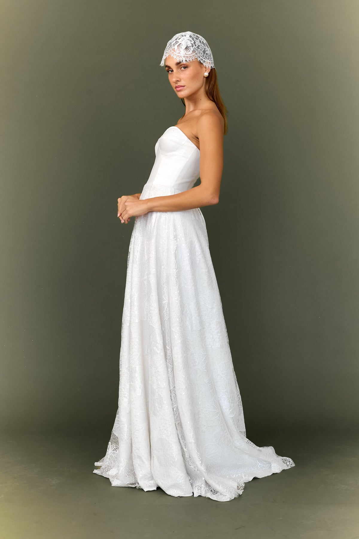 Cathia Base Wedding Gown with Laced Skirt