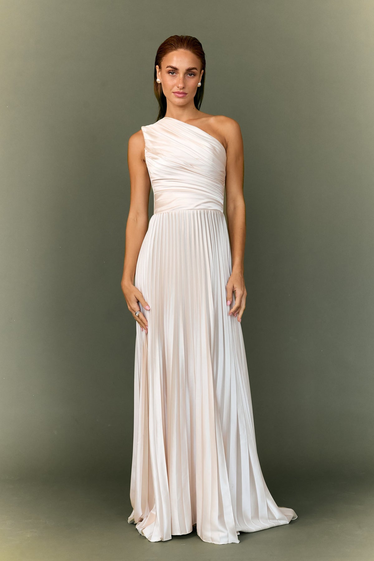 Allyna One-Shoulder Pleated Corset Dress