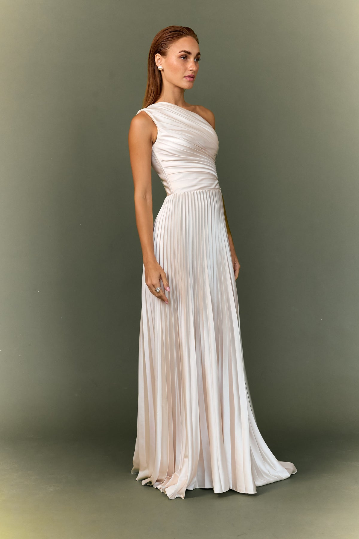 Allyna One-Shoulder Pleated Corset Dress
