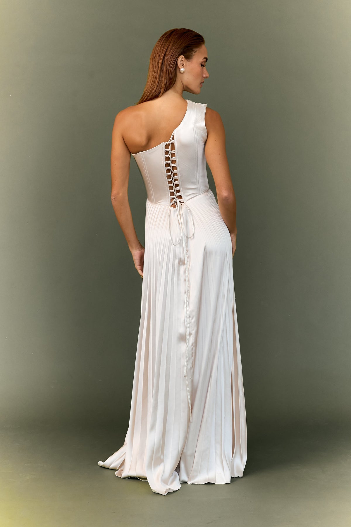 Allyna One-Shoulder Pleated Corset Dress