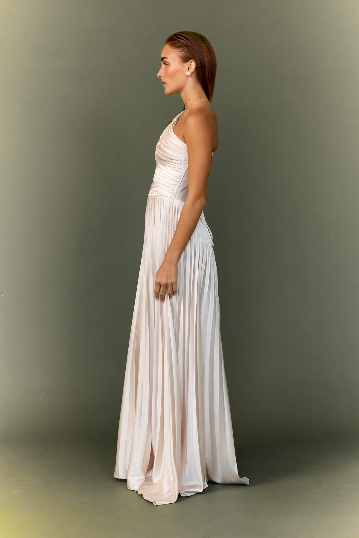Allyna One-Shoulder Pleated Corset Dress