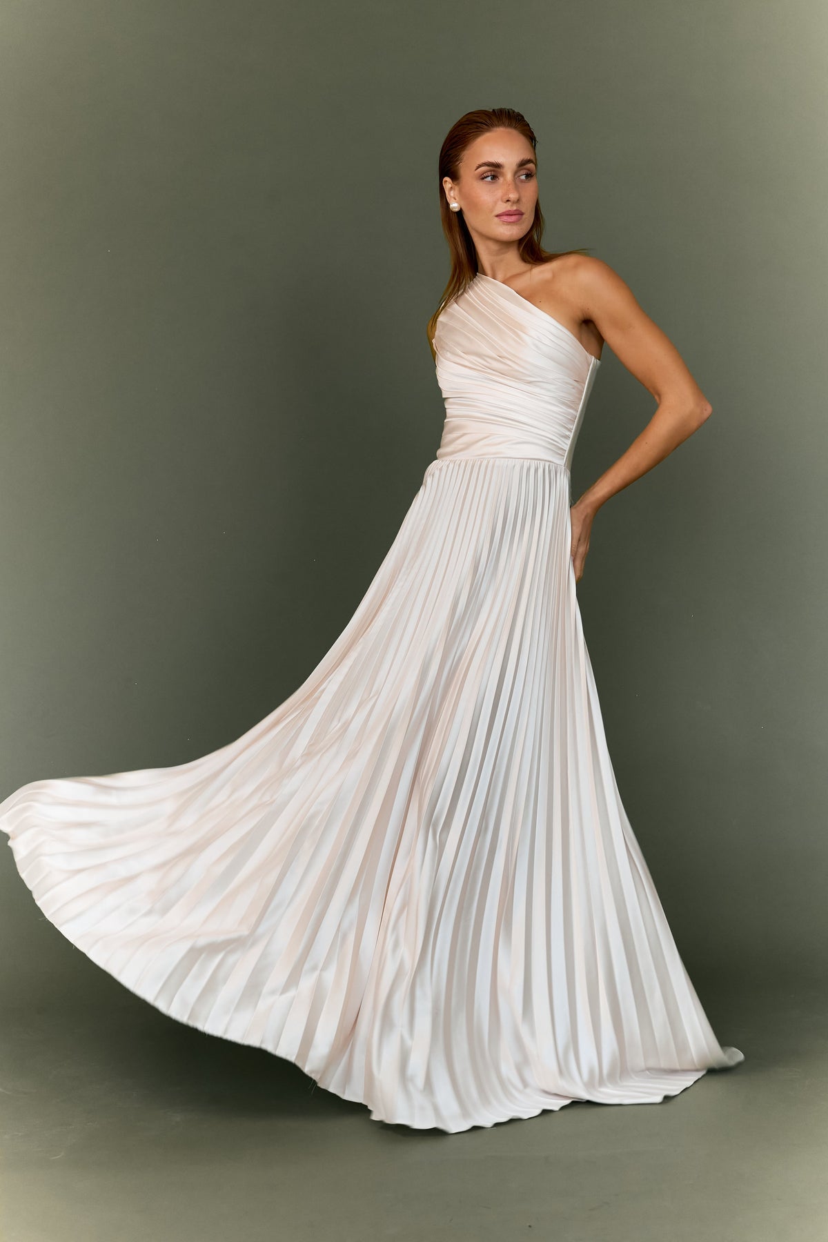 Allyna One-Shoulder Pleated Corset Dress